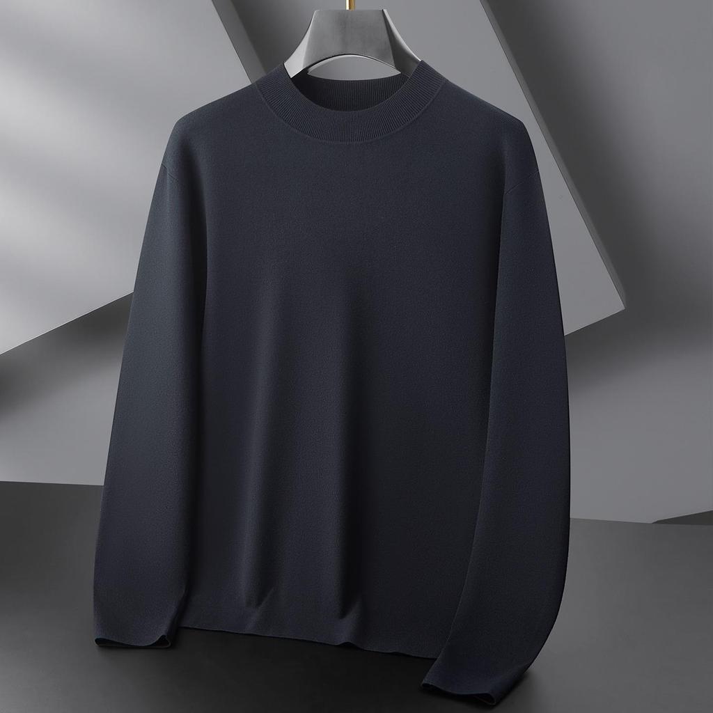 2025 Autumn Men's Plus Size Thick Knit Pure Color Long Sleeve Hoodie