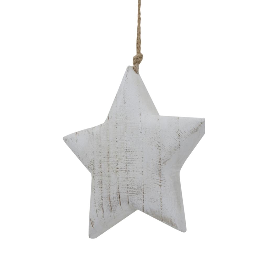 Hill Interiors White Washed Star Christmas Hanging Decoration