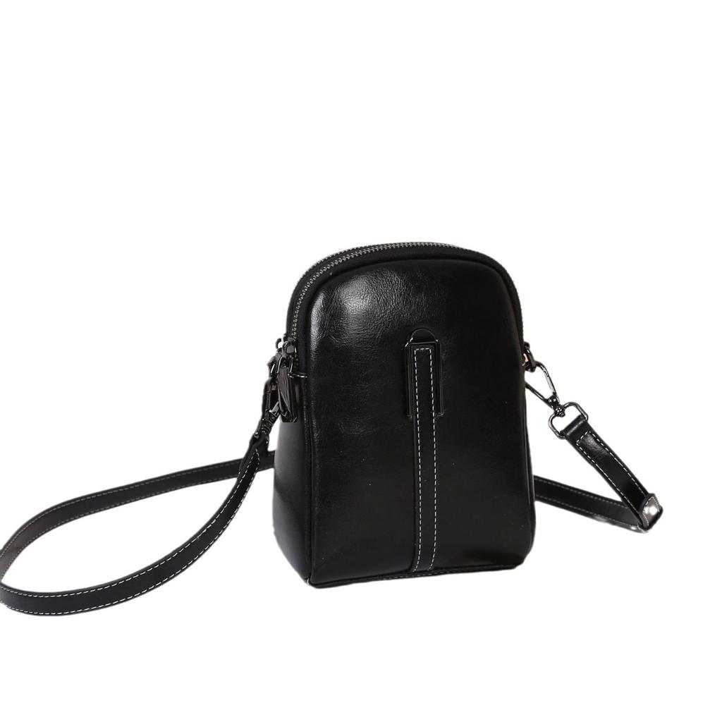 Oil Wax Cowhide Women'S Bag Single Shoulder Crossbody Women'S Bag Practical Multi-Compartment Simple And Fashionable Change Bag Shell Bag
