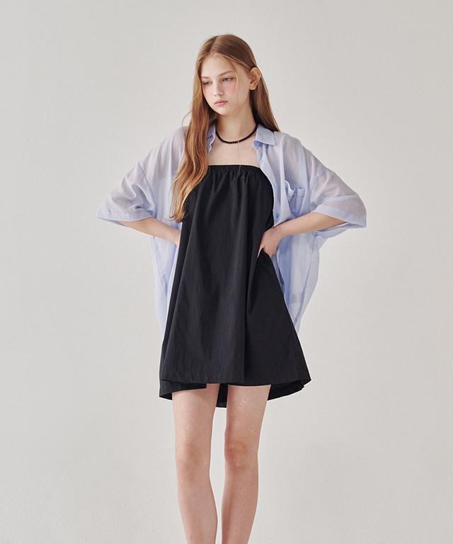 RONRON Banding Tube Top Sleeveless Mini Dress Black