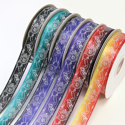 1'' 25mm Silver Time Clock Hourglass Printed Satin Ribbon For DIY Sewing Accessories