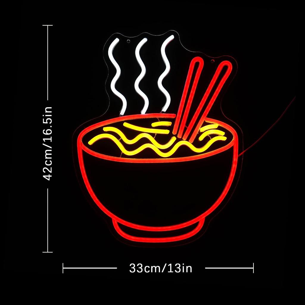 Ramen Neon Sign for Wall Decor Noodle LED Neon Lights Dimmable Food Noodle Light Up Signs LED Neon Signs for Japanese Resturant Home Bar Kitchen Room