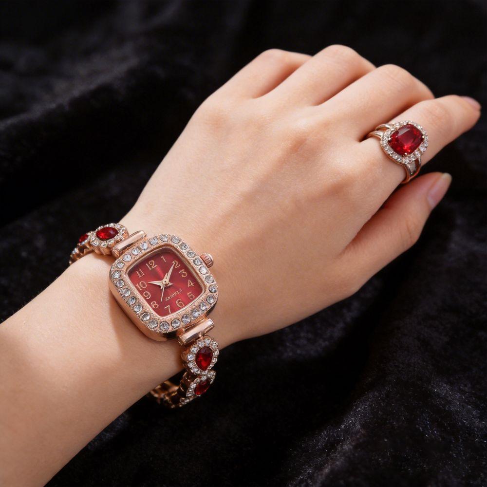 Mit verstellbarem Armband quadratische Uhr Handgelenkdekoration Damen Mädchen