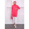 Dark Fuchsia Crew Neck Thin Mercerized Loose Knitwear Tunic