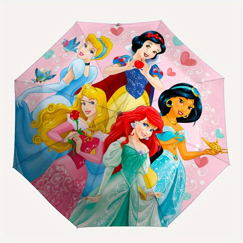 1pc Snow White, Cinderella, Jasmine, Aurora, Ariel Pattern Automatic Umbrella is Fashionable and Good-Looking, a Portable 3-Fold Umbrella, S