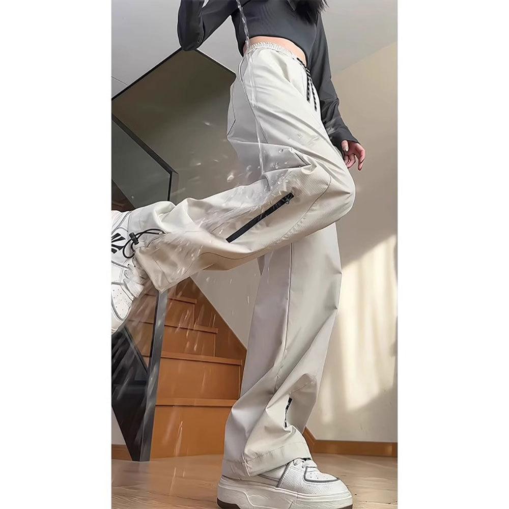 GMXIA Windproof and Waterproof Wide Leg Storm Pants Women's Spring and Autumn Hiking Cargo Casual Pants