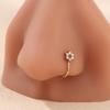 1PC puncture-free nose ring personality cool simple copper micro-inlaid zircon six-valve flower U-shaped nose clip female nose accessories