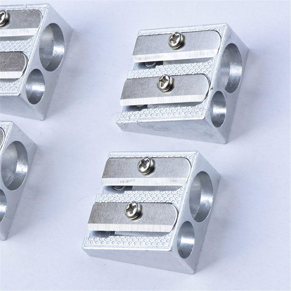Two Hole Silver Pens Cutter Tool Office Sharpener Pencil Sharpener Double Hole Pencil Sharpener