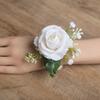Suit Corsage Wedding Wristlet Band with Faux Pearl Embellished Simulated Roses Bride Groom Romantic Floral Accessories Prom Decoration