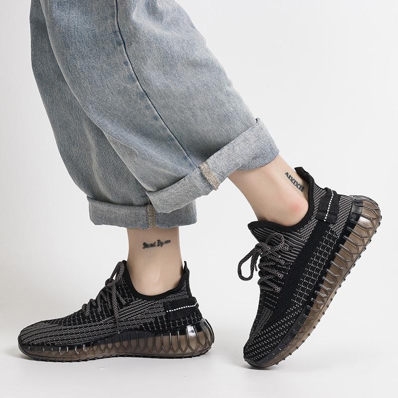 ins Korean version of couple coconut shoes women's summer new popcorn breathable fly-woven fitness running shoes