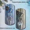 Trompe L'oeil Bear For Apple IPhone 16 11 13 15 14 Pro Max 12 Mini 7 8 Plus XR X XS Elliptical Shaped Tempered Glass Phone Case