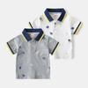 Children's Rocket Short-Sleeve T-Shirt Summer Kids' Clothing Boys' All-Over Print Polo Shirt Top Baby Turn-Down Collar Color-Blocked Clothes