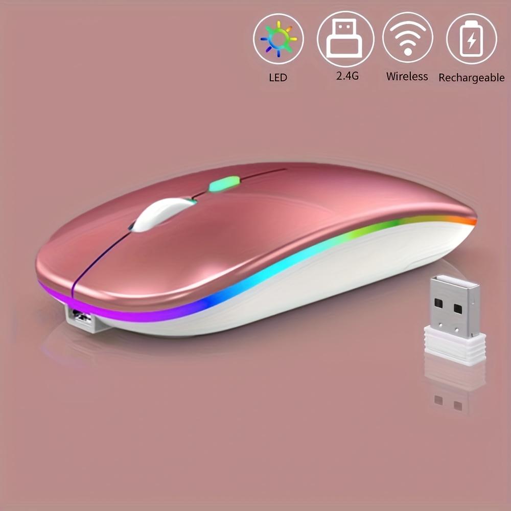 Rechargeable Wireless Bluetooth Mouse, Silent LED Optical Computer Mouse, Ergonomic Laptop Mouse for Gaming, 1600 DPI
