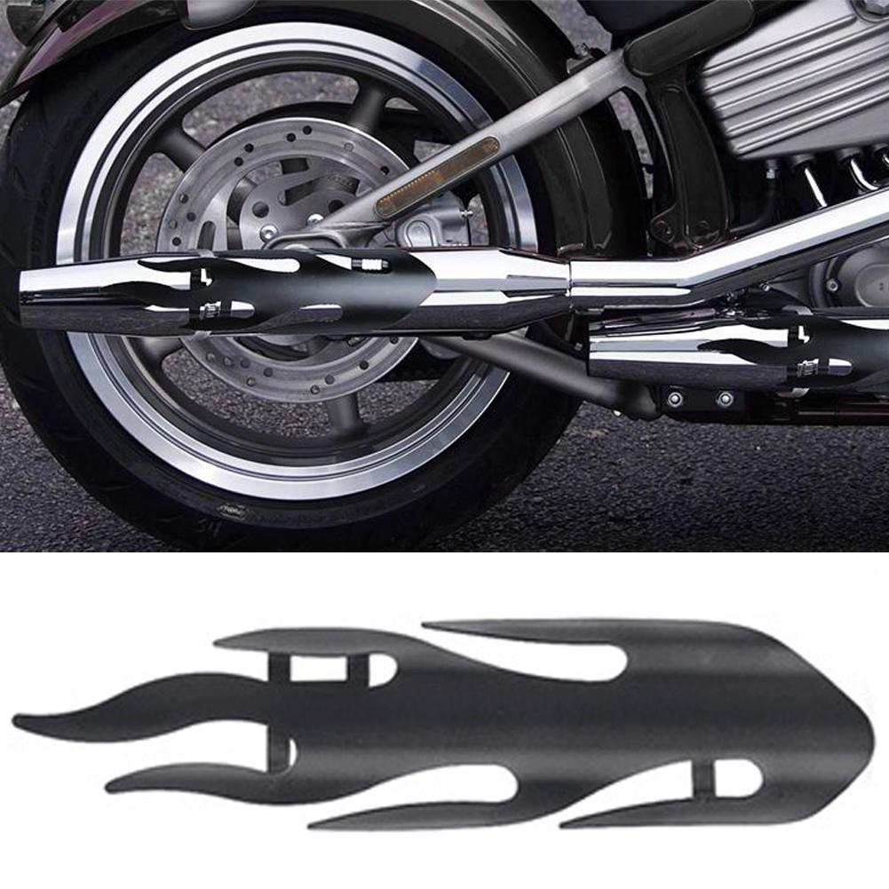 Motorcycle Exhaust Muffler Pipe Heat Shield Cover Universal Protector Chrome Black Flame Style For Motorcycles Choppers Cruisers
