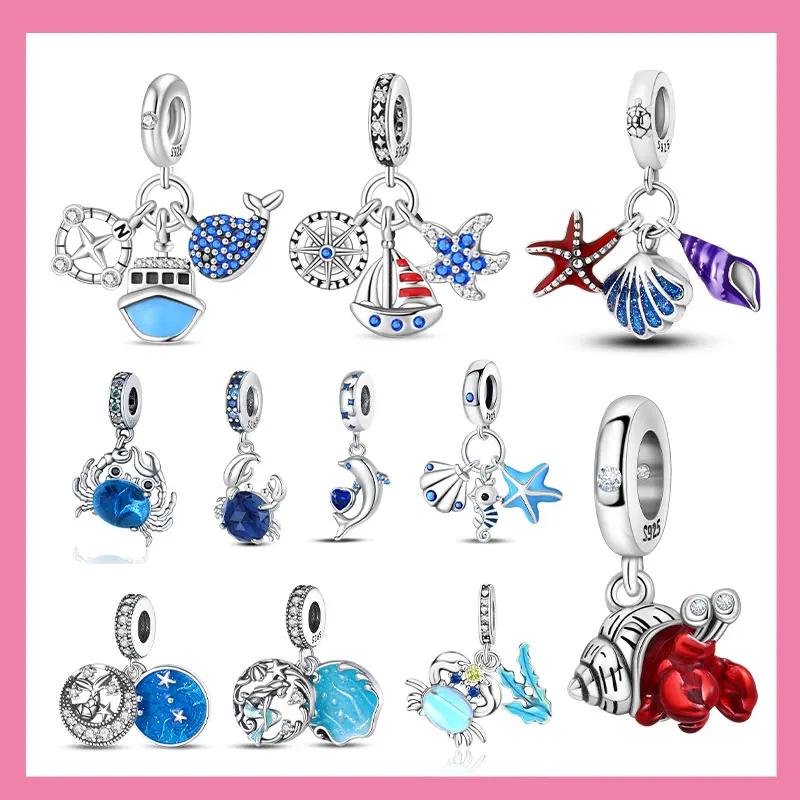 Copper Ocean World Series Sea Turtle Starfish Little Crab Octopus Charms Bead Fit Bracelet Diy Jewelry