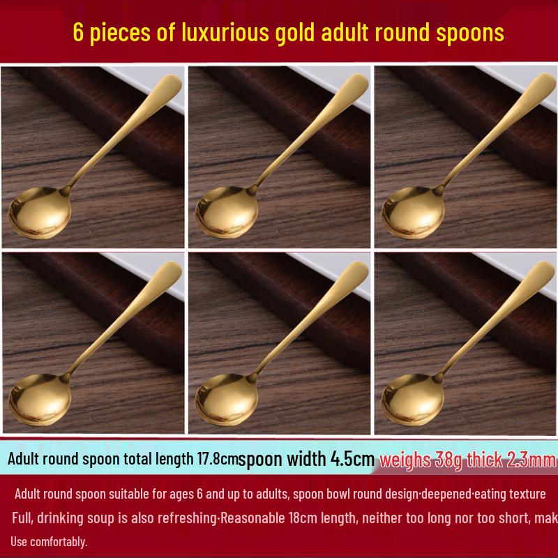 Ruhan Gold Stainless Steel Main Course Spoons Set of 6