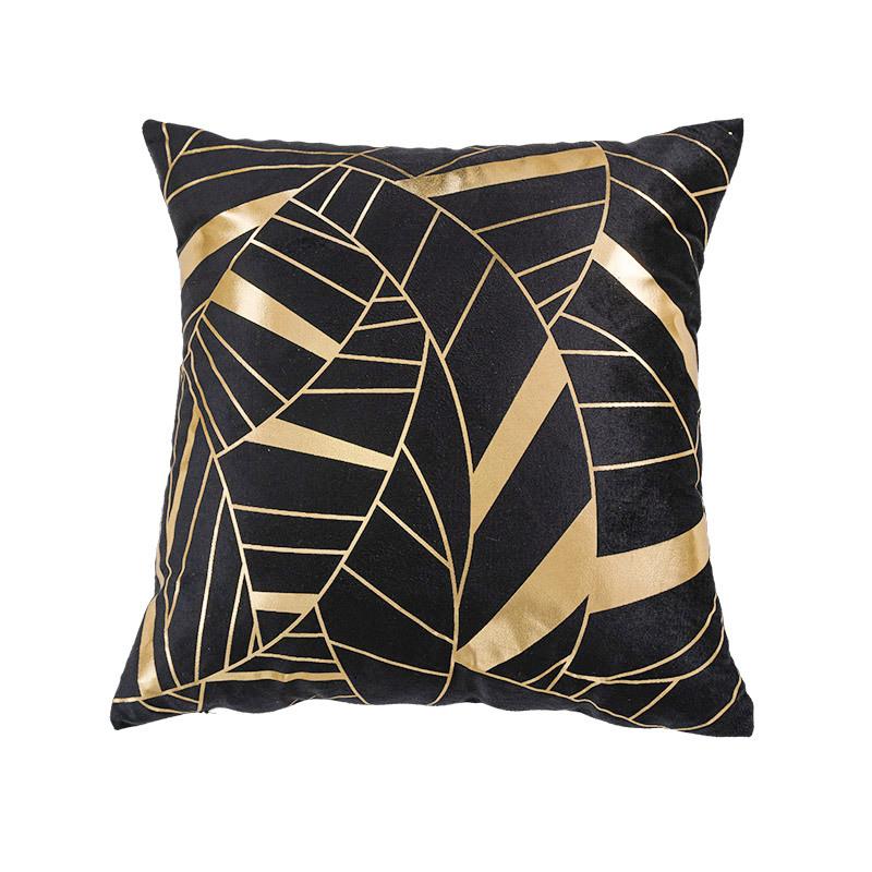 New Product Hot Stamping Sofa Pillow Cover Black and White Leaf Geometric Line Cushion Cover Living Room Bedroom Pillow