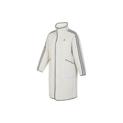 Casual Sports Striped Mid-Length Cotton Jacket Women Outerwear White IL8952