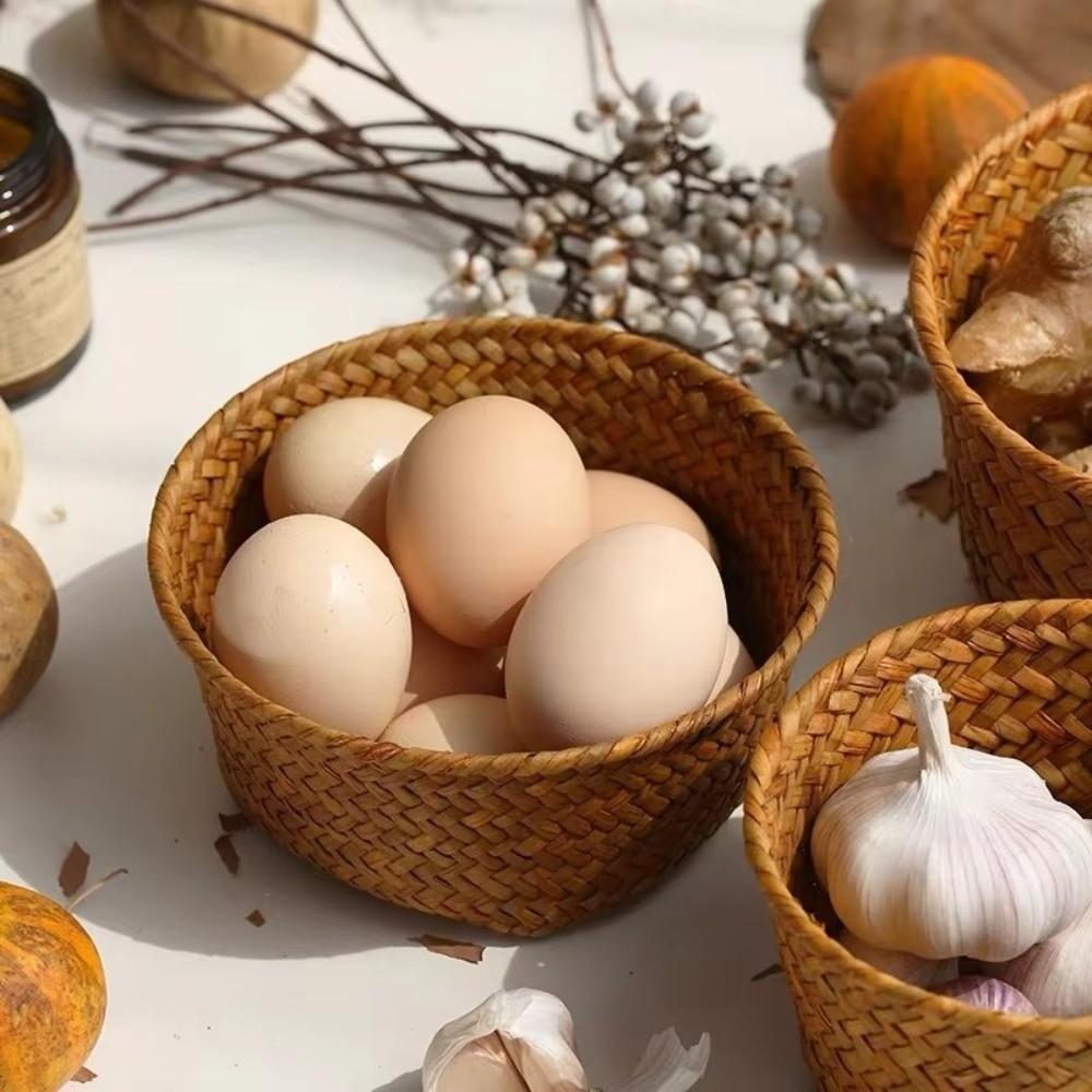 Home Desktop Decoration Rattan Storage Baskets Sundries Organizer Hand-woven Baskets