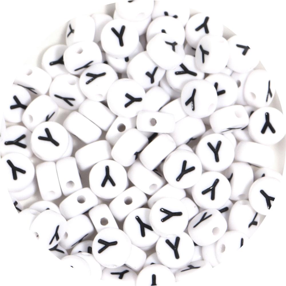 100Pcs 7mm Black White Acrylic Alphabet Beads Flat Round Loose Spacer Letter Beads For DIY Craft Bracelet Supplies Wholesale