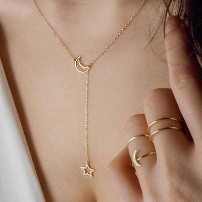 Fashion Moon Star hanger ketting lange ketting link ketting