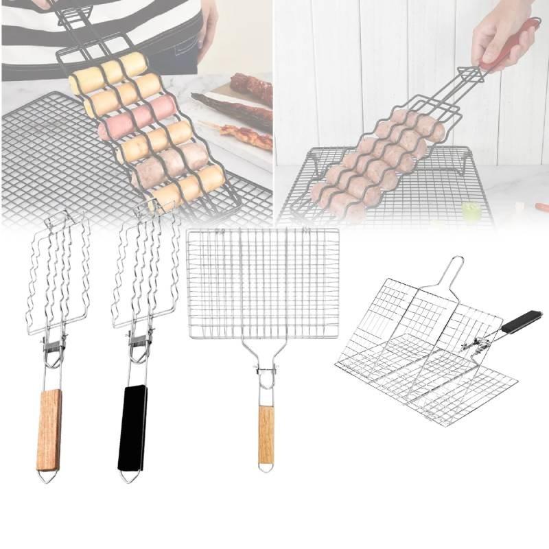 Stainless Steel Bbq Grill Tongs With Foldable Handle For Outdoor Cooking And Grilling