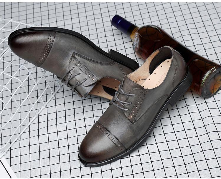 Men's Cross-Border Leather Formal Shoes - Soft Sole, Casual, Lace-up, Top Layer Cowhide, New Style