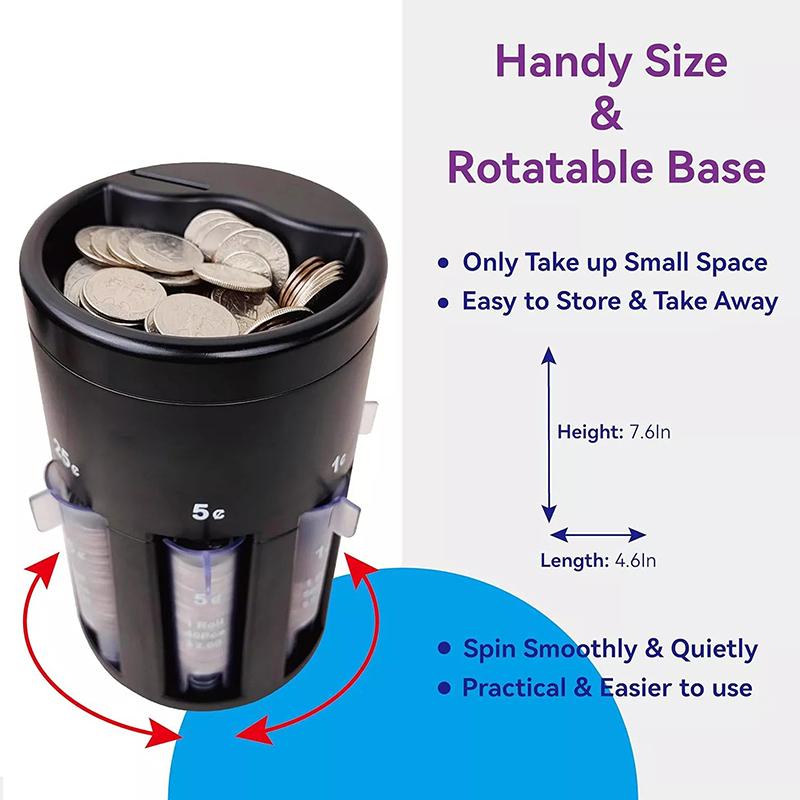 Pvc Automatic Coin Sorter 5-In-1 With Coin Wrappers - Quick & Accurate Coin Counter, Portable Change Organizer Bank Jar