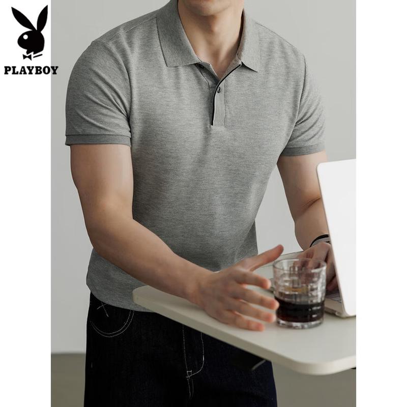 PLAYBOY Men's Summer Short-Sleeve Polo Shirt