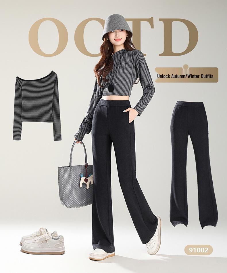 Jesienne damskie wyszczuplające spodnie z kaszmiru z rozszerzanymi nogawkami: Wszechstronny, Wysokiej Klasy Styl Drapowania