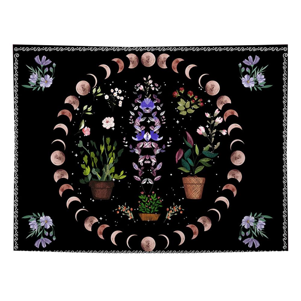 

Nature Moon Phase Plant Tapestry Flowerpot Printed Background Cloth Botanical Aesthetic Decorative Curtain Wall Hanging For Home Photo ColorSanding 130-150 (installation