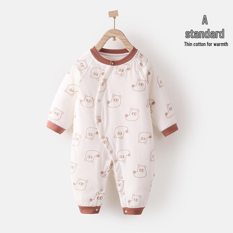 Herbst Winter Gesteppter Neugeborenen Strampler - Weicher Baumwoll-Overall für Babys, Leichtgewicht 40g, Knochenloses Design für bequemes Krabbeln