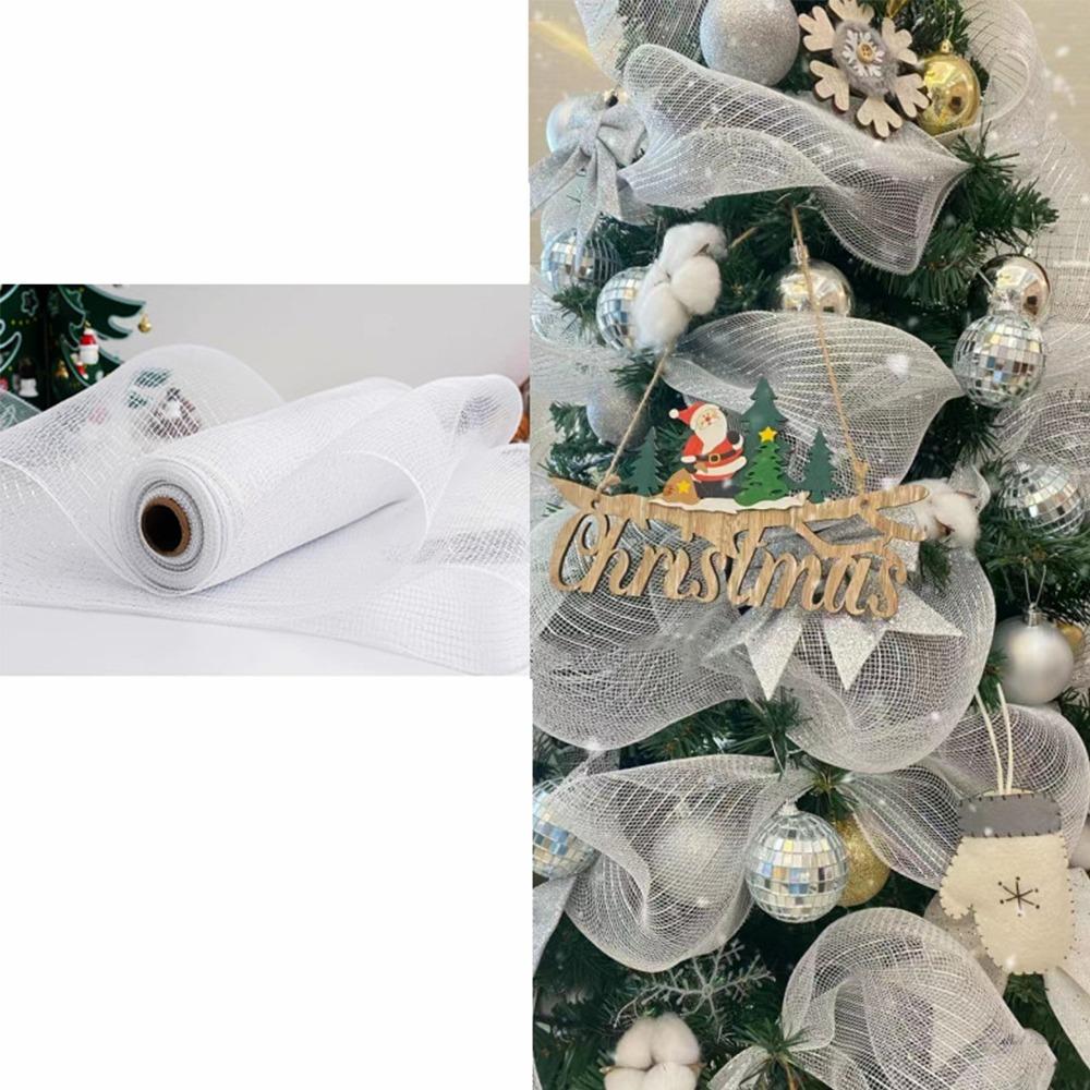 Shiny Christmas Decoration Mesh Ribbon 26cm Christmas Wrapping Ribbon  Gift Package
