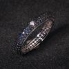 S Silver Colorful Zircon Black Gold Ring for Women Full Zircon Wedding Party Engagement High Quality Jewelry Ring Gift