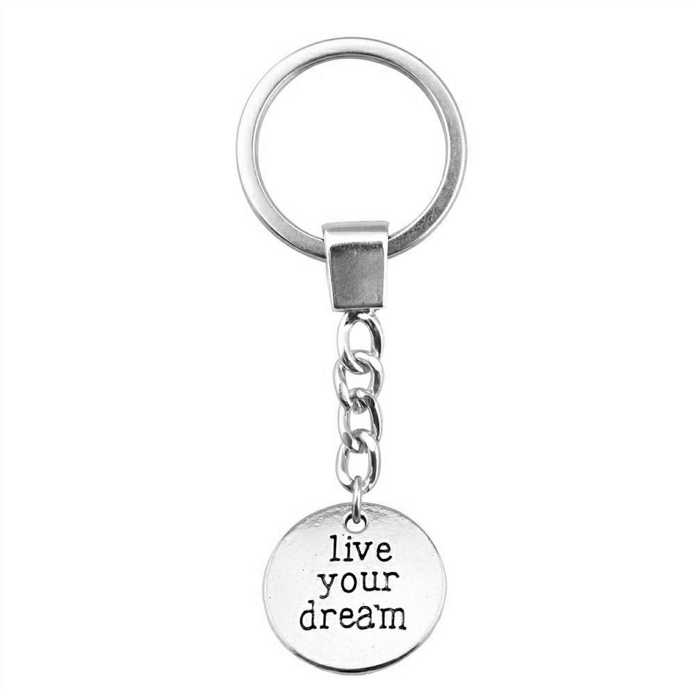 OM Symbol Letter Keychain Tags Yoga Themed Charm Key Holder 30mm Ring