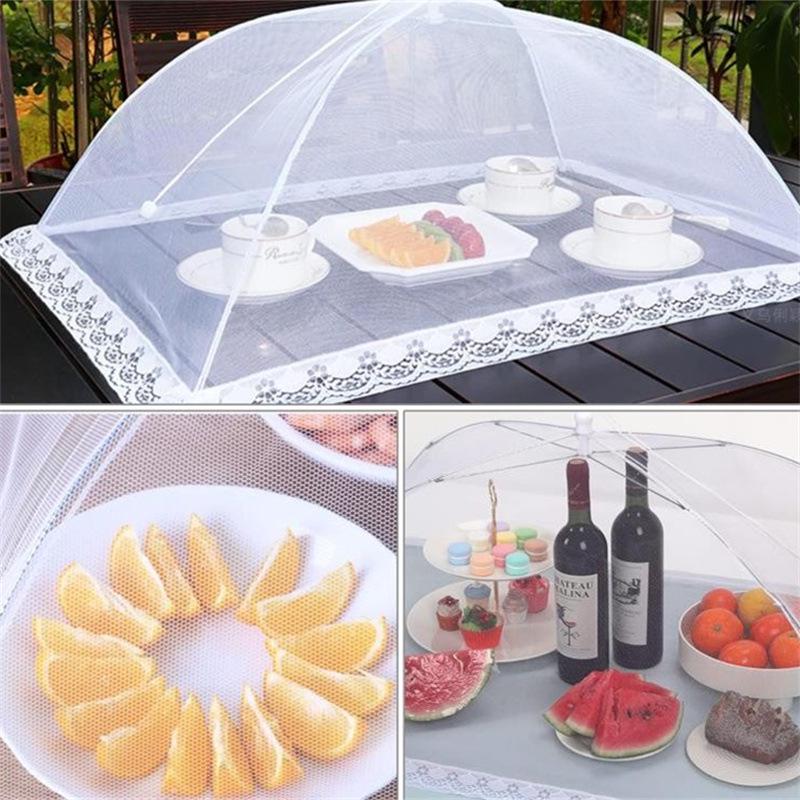 Rectangular White Insect-Proof Dustproof Folding Mesh Table Cover