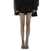 Sexy long-leg vertical stripe pantyhose for women, summer thin anti-snag black stockings with cross pattern