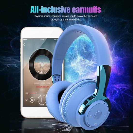 H2 Over Ear Wireless Headphones Bluetooth-compatible 5.1 Stereo Foldable Stretchable Headset Multicolor