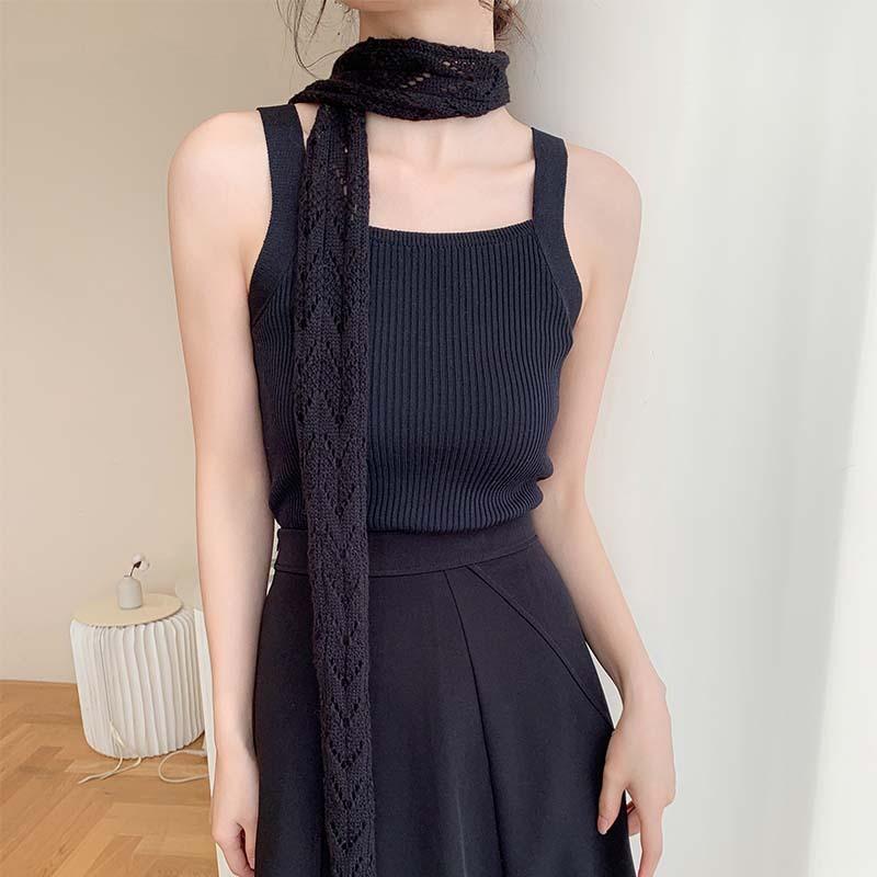 Boutique design spring new niche sexy hollow knitted scarf neckband fashionable decoration versatile and attractive
