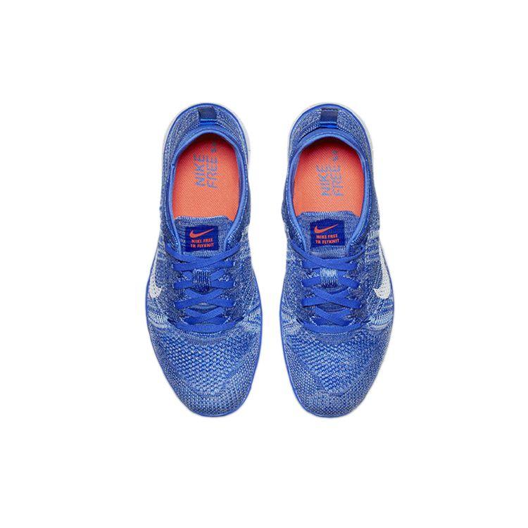Nike Free Tr Flyknit Round Toe Lace-Up Low-Top Training Shoes Women Sneaker Blue 718785-403