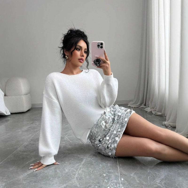 Fashion Sequined Bow Loose Long-sleeved Niche Knitted Sweater Cardigan