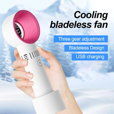Bladeless Handheld Desk Fan 3 Speed Adjustable USB Rechargeable Summer Cooling Fan Portable Travel Outdoor Mini Personal Fan
