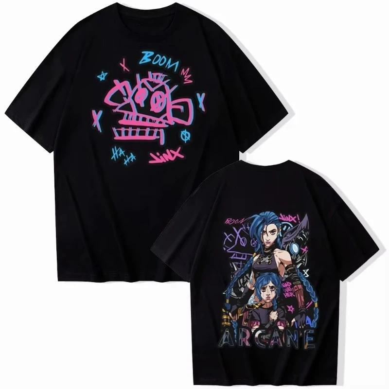 25 New Summe Jinx Arcane Monkey T-shirt Anime Cosplay T-shirt Women's and Men's Garbage Aesthetic Short-sleeved High Quality Top