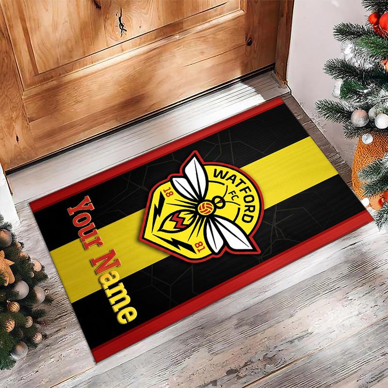 Watford FC Bedruckter Kristall-Samt-Teppich Rutschfester Kristall-Samt-Teppich Für Sofa Schlafzimmer Innenbereich Heimdekoration