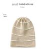 Women's 100% Pure Cashmere Color Block Rolled Edge Knitted Fashion Hat 