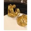 European and American High-Grade Metal C- Type Ear Studs Original Design Winding Multi-Layer Circle Earrings Retro Exaggerated Light Luxury Fashion