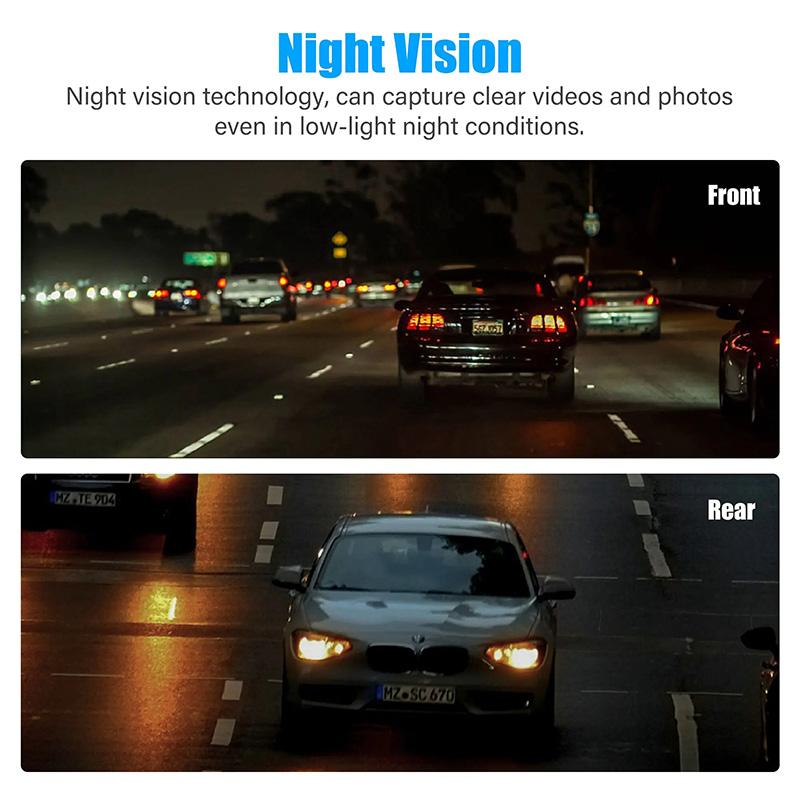 4.0In Dash Kamera Araba DVR 24H HD 1080P Dash Kamera Çift Lensli Video Kaydedici 1080P Kara Kutu Döngüsü Dashcam Ayna Sürüş Kaydedici