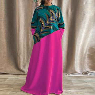 Γυναικεία μακρυμάνικα φορέματα με στάμπα με στρογγυλή λαιμόκοψη