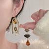 Simple Atmosphere Style Asymmetrical Gem Zircon Dangle Earrings for Women Vintage Chic Statement Earrings Daily Jewelry Wear