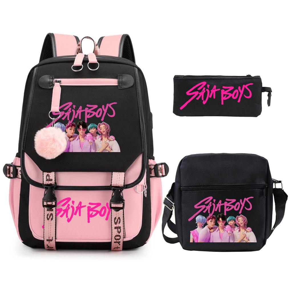 Animation Cartoon Peripheral Primary And Secondary School Students Schoolbag Multi-Functional Large-Capacity Leisure Backpack Three-Piece Set